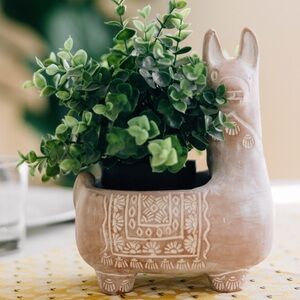 Artisan Ceramic Llama Planter